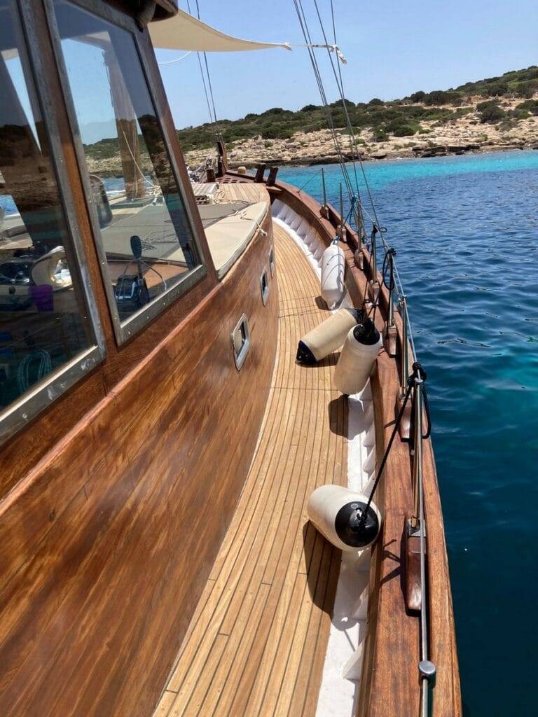 Odyssia Daily Cruises Custom Private Boat and Cruise Tours in turquoise water in Thassos