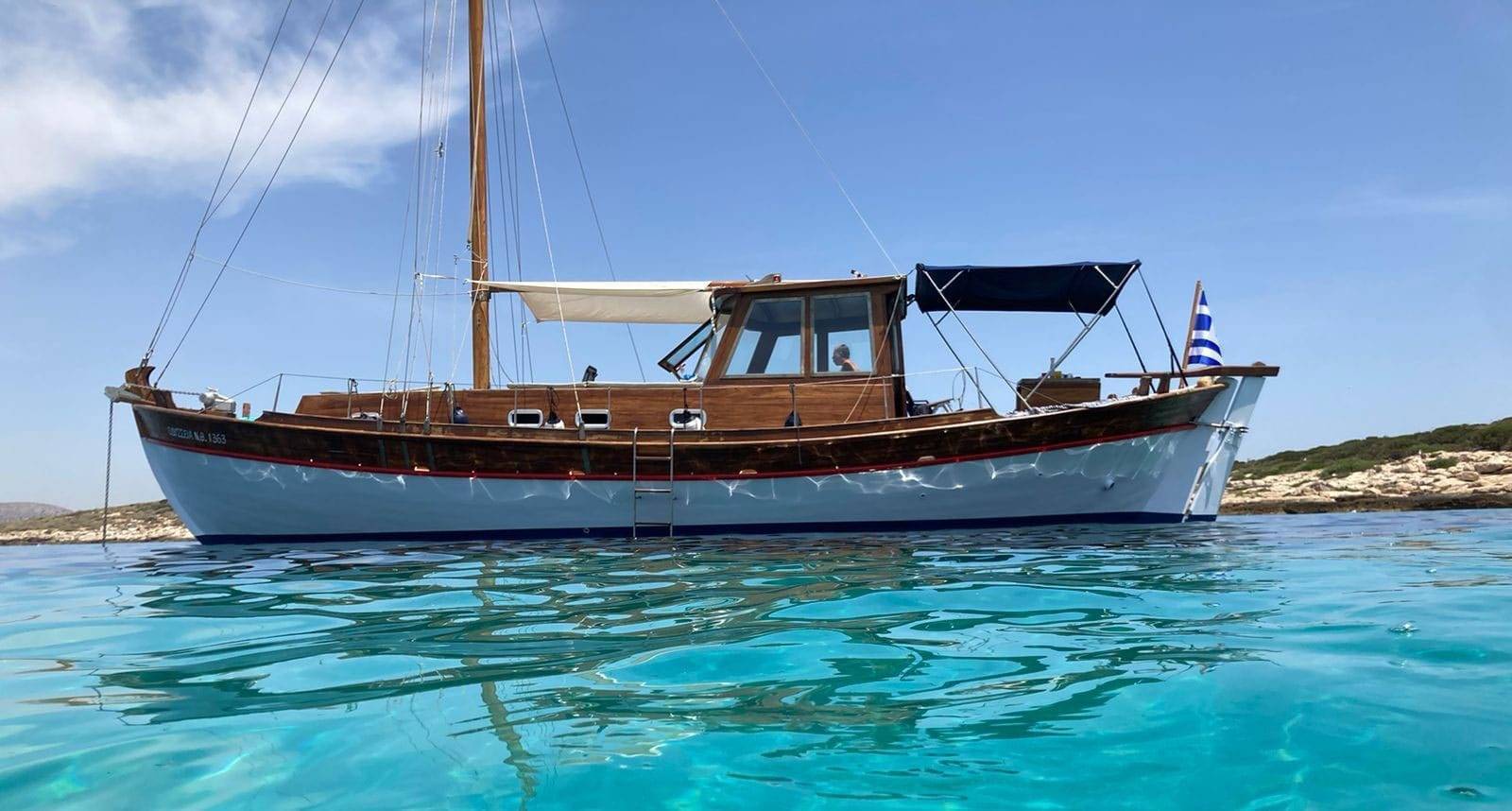 Romantic moments on board Odyssia anchored in Thassos crystal waters